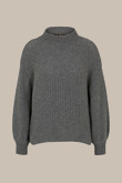 Cashmere-Pullover mit Stehkragen in Grau
