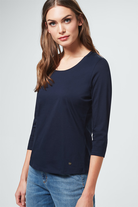 Baumwoll-Shirt in Dunkelblau