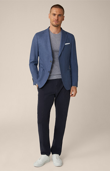Giro Wool Blend Jacket with Cashmere in Blue Melange