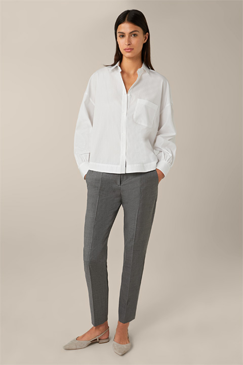 Virgin Wool Suit Trousers in Mottled Grey
