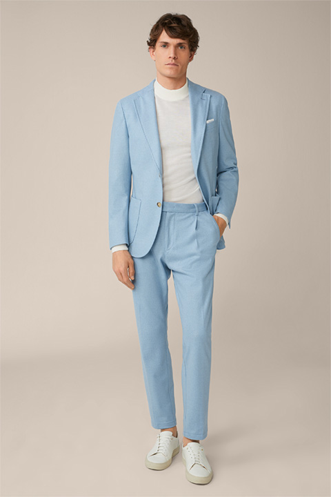 Floro Cashmere Modular Trousers with Pleats in Light Blue