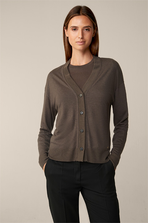 Tencel-Wollmix-Cardigan in Taupe