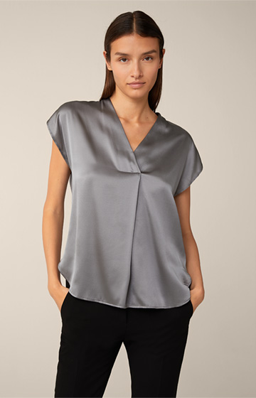 Tencel Cotton Top with Satin Front in Grey