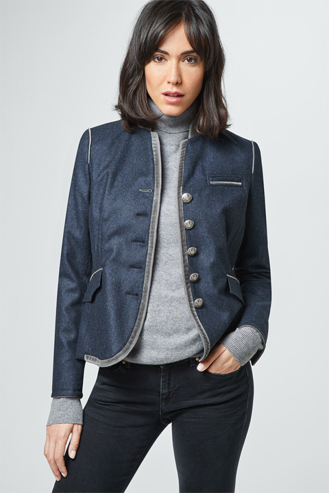 Trachten-Blazer Eva in Blau-Grau