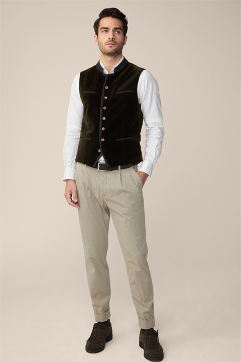 Gilet d’inspiration traditionnelle Au, en vert foncé et anthracite