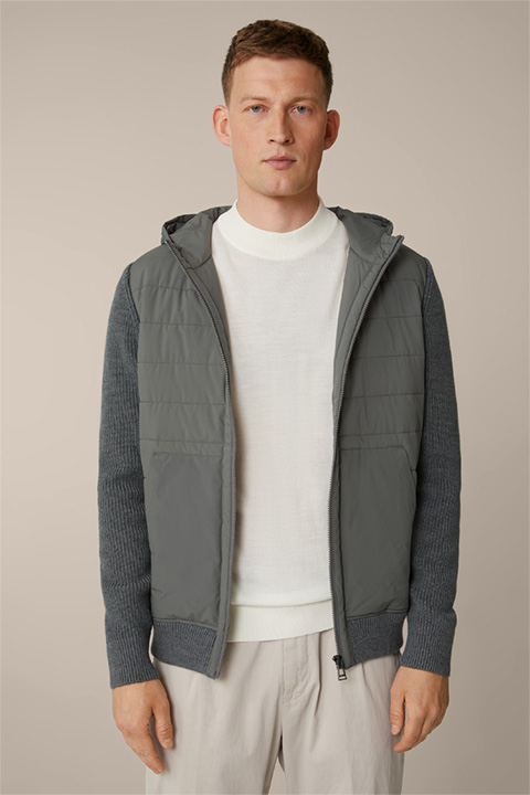 Nelio Wool Blend Hooded Jacket with Quilting in Anthracite