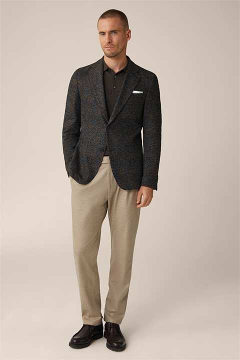Giro Wool Blend Jacket with Silk in a Black and Brown Pattern