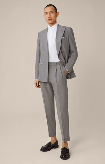 Serpo Modular Trousers with Pleated Front and Turn-ups in Silver-Grey