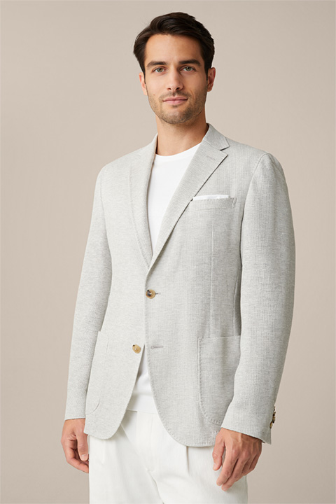 Giro Linen Blend Jacket in Textured Stone Grey