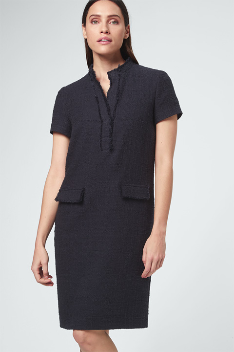 Bouclé-Kleid in Navy