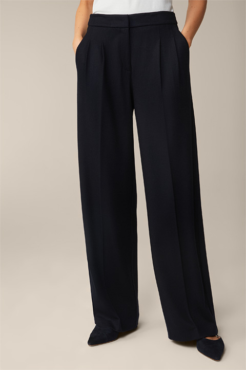 Wool jersey Marlene trousers in Navy