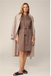 Gabardine Dress with Stand-up Collar and Tie Belt in Mocha