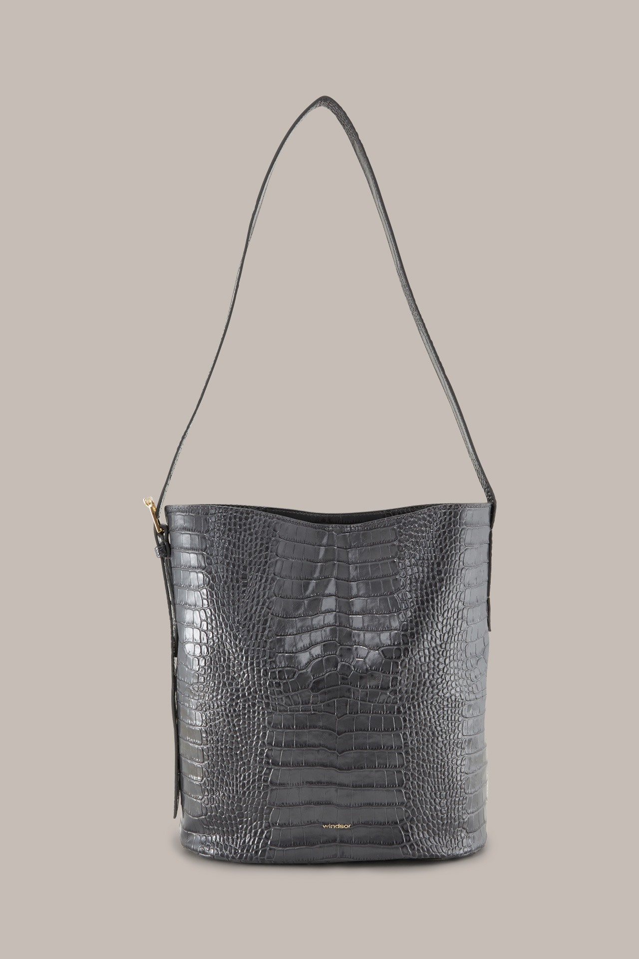 Nappa Leather Bucket Bag in Anthracite