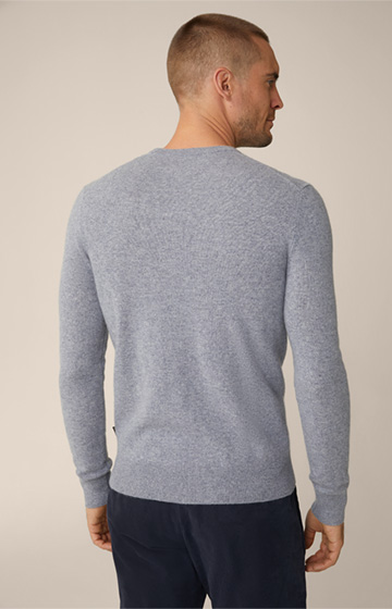 Cashmono Cashmere Round Neck Sweater in Mottled Grey