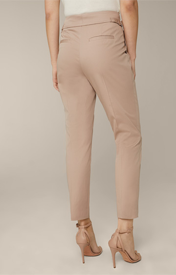 Cotton-Gabardine Pleat-fronted Trousers in Beige