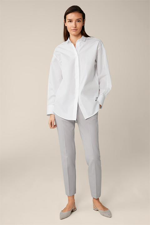 Baumwollstretch-Anzug-Hose in Panamabindung in Grau