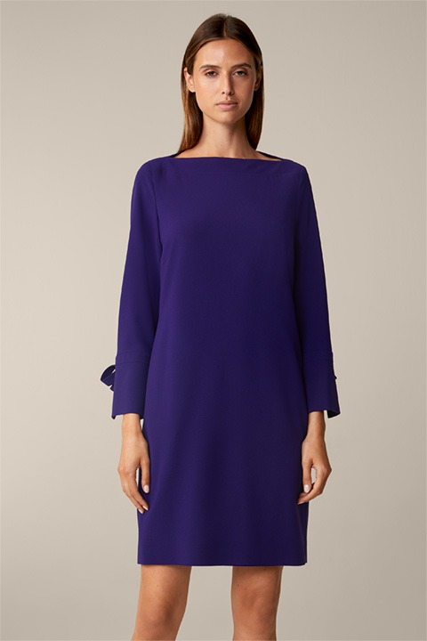 Wool Crêpe Dress in Dark Purple