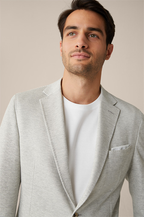 Giro Linen Blend Jacket in Textured Stone Grey