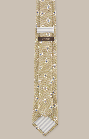 Linen Tie with Silk in a Green and Grey Pattern