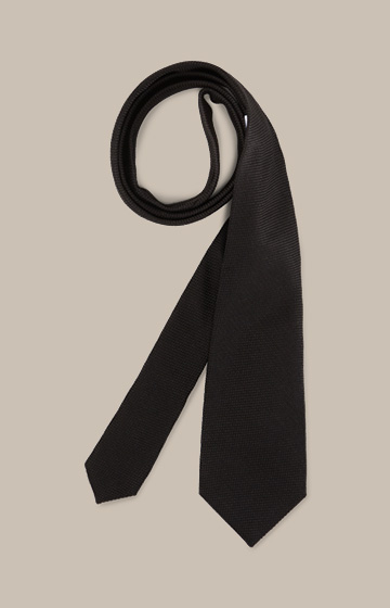 Silk Tie with Cotton in a Black Pattern