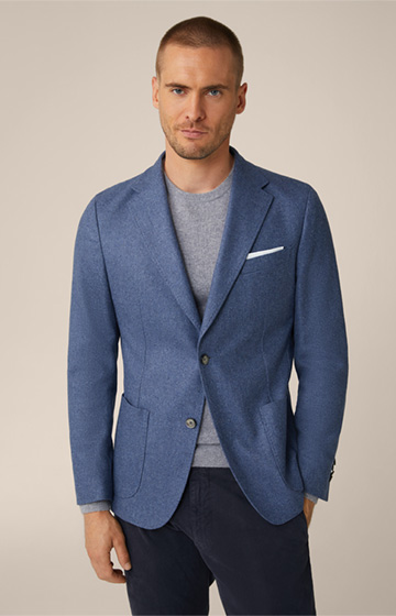 Giro Wool Blend Jacket with Cashmere in Blue Melange