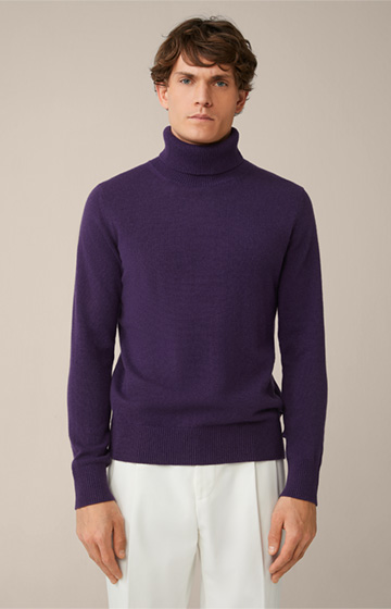 Cashmere Cashmono Roll Neck Pullover in Purple
