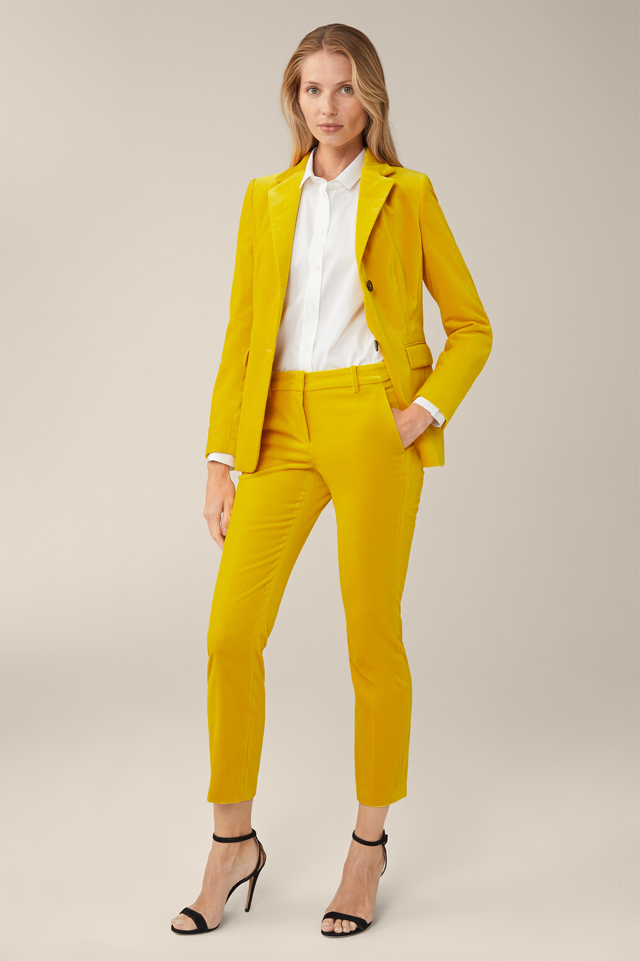 Samt-Anzug-Hose in Gelb