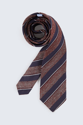 Seidenkrawatte in Rot/Navy/Weiß gemustert