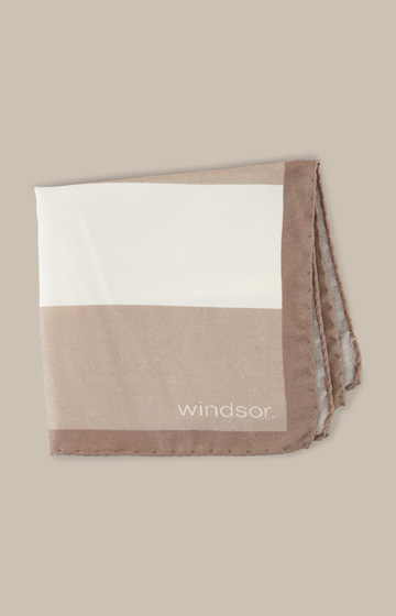 Breast Pocket Handkerchief with Silk in a Beige, Taupe and Cream Pattern