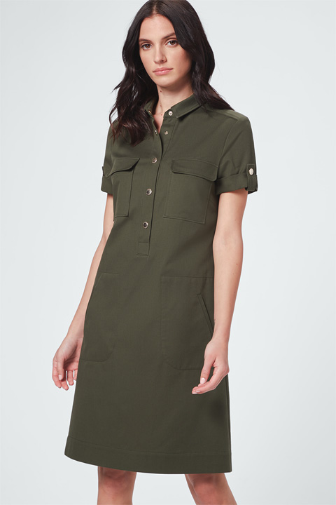 Hemdblusen-Kleid in Oliv