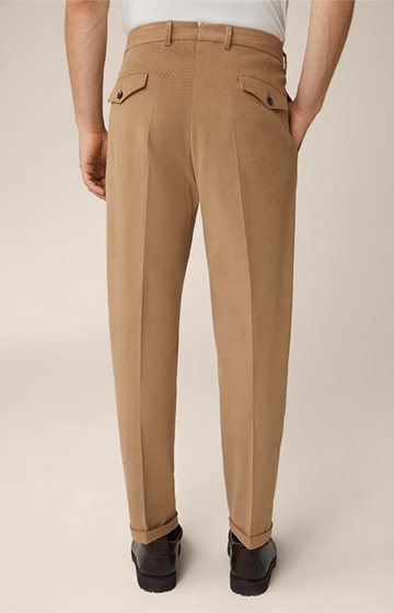 Serpo Cotton Blend Trousers in Camel Brown