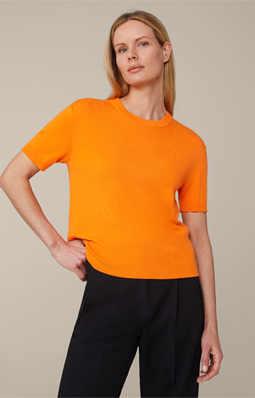 Merino Knitted Shirt in Orange