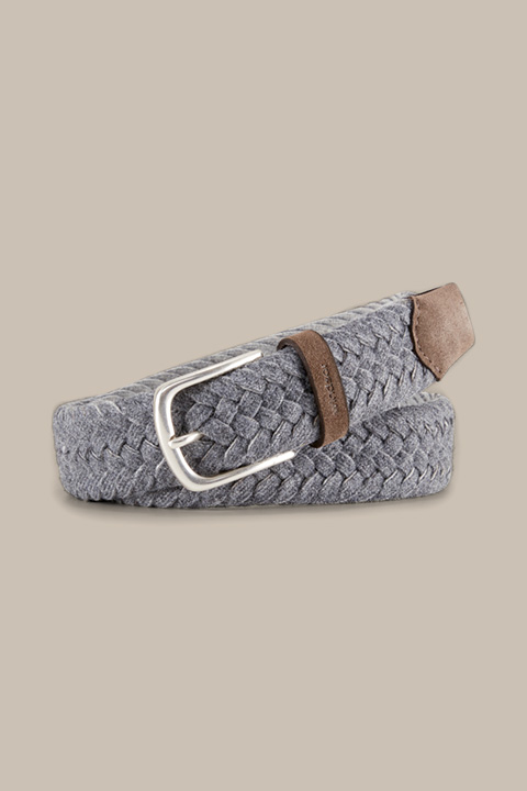 Wool and Suede Belt in Grey and Brown