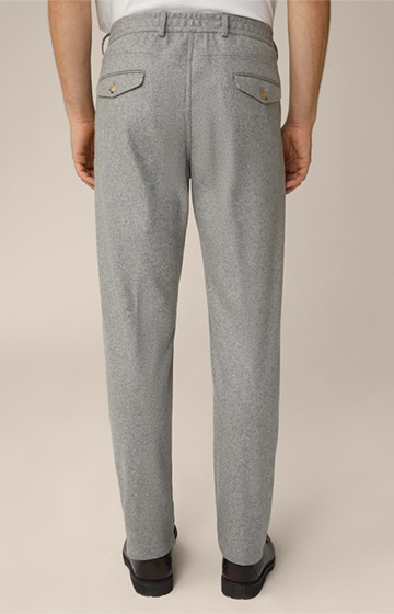 Pantalon à pinces modulable en cachemire Floro, en gris argenté chiné