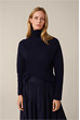 Merino Pullover with Stand-up Collar in Dark Blue