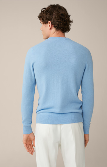 Cashmono Cashmere Round Neck Sweater in Light Blue