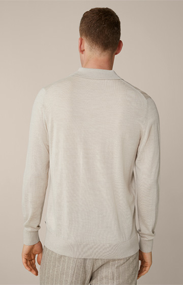 Nando Knitted Polo Shirt with Silk and Cashmere in Beige