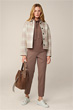 Wool Blend Jacket with Turn-down Collar in Off-white and Mocha
