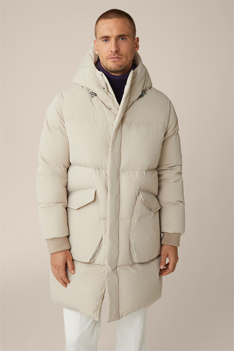 Cefalu Quilted Down Parka in Beige
