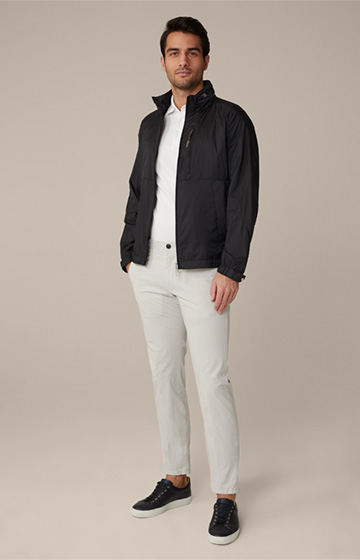Ortone Nylon Jacket with Stand-up Collar in Navy