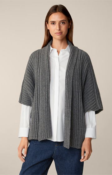 Virgin Wool and Cashmere Mix Cape in Grey