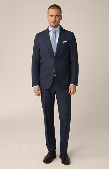 Sono Bene Virgin Wool Suit with Stretch in a Navy Pattern