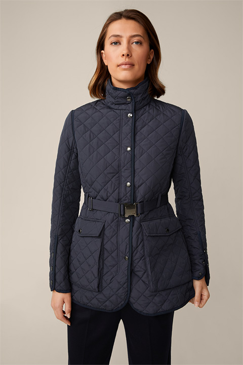 Quilted Jacket with Belt in Navy