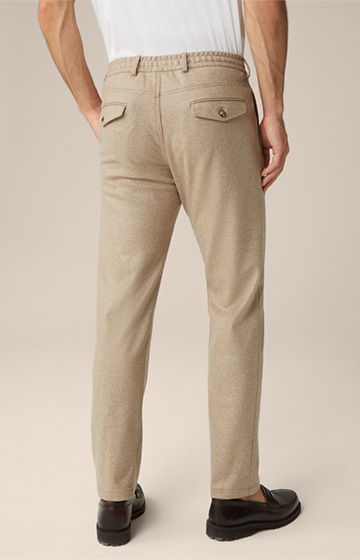Floro Cashmere Modular Trousers with Pleats in Beige