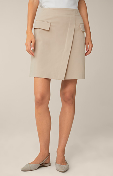 Cotton Gabardine Mini Skirt in Beige