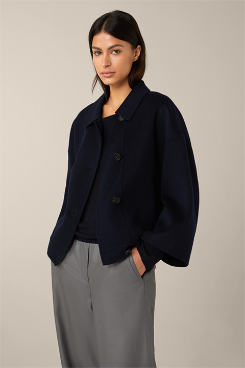 Double-faced Cape Jacket in Navy