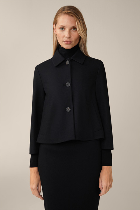 Wool Jersey Short Blazer in Black