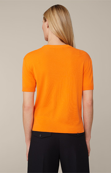 Merino Knitted Shirt in Orange