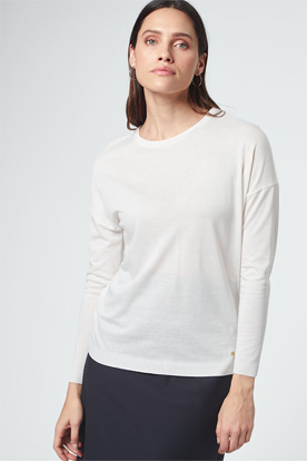 Langarm-Shirt in Ecru
