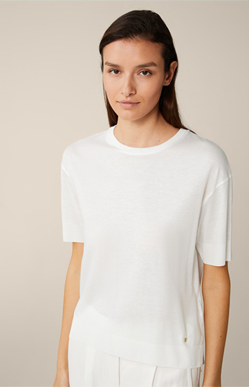 Tencel-Baumwoll-T-Shirt in Weiß